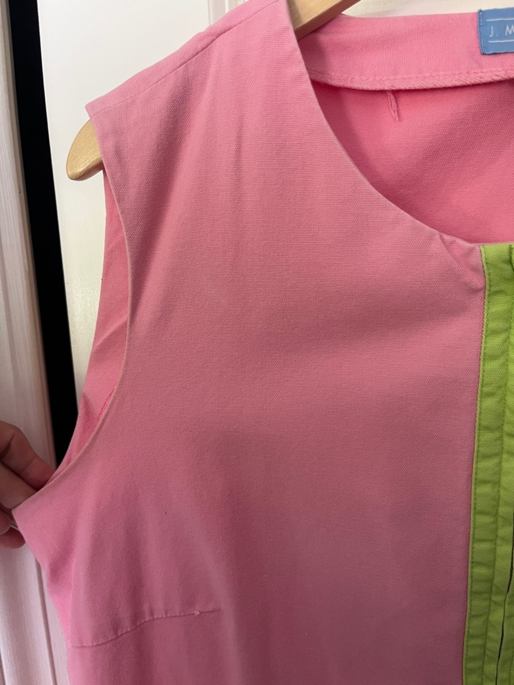 J. McLaughlin Vintage Pink Dress Cotton Canvas,smock,apron, coastal, coral sz 12 - Picture 3 of 5